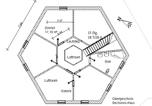 Grundriss des Sechseck-Hauses